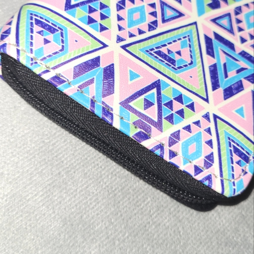 Geometric Patterned Zip-Around Wallet - Picture 7 of 16